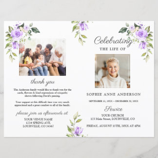 Floral Memorial Funeral Service Photo Program