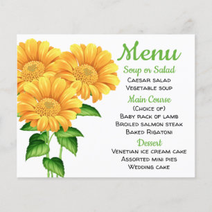 Floral Menu Amarelo Girassol Verde Flor