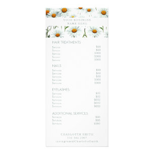 Floral Minimalista Menu Serviço Lista de Preços