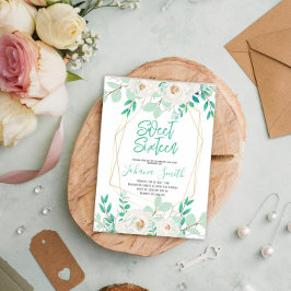 Floral Mint Blue Sweet 16 Convite de Aniversário