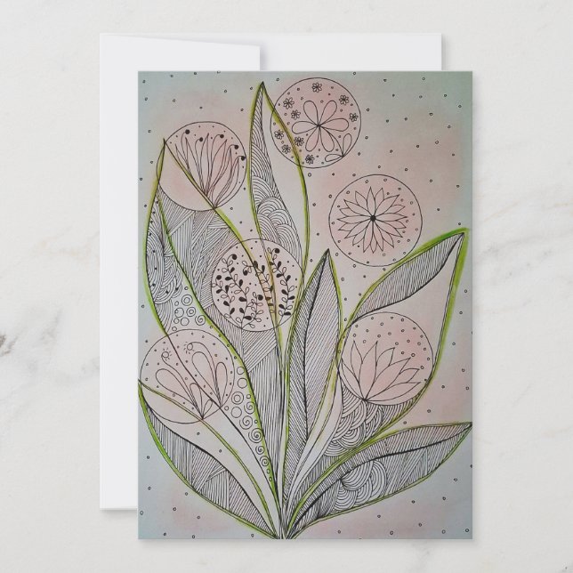 Floral Mixed Media Design Flat Card (Frente)