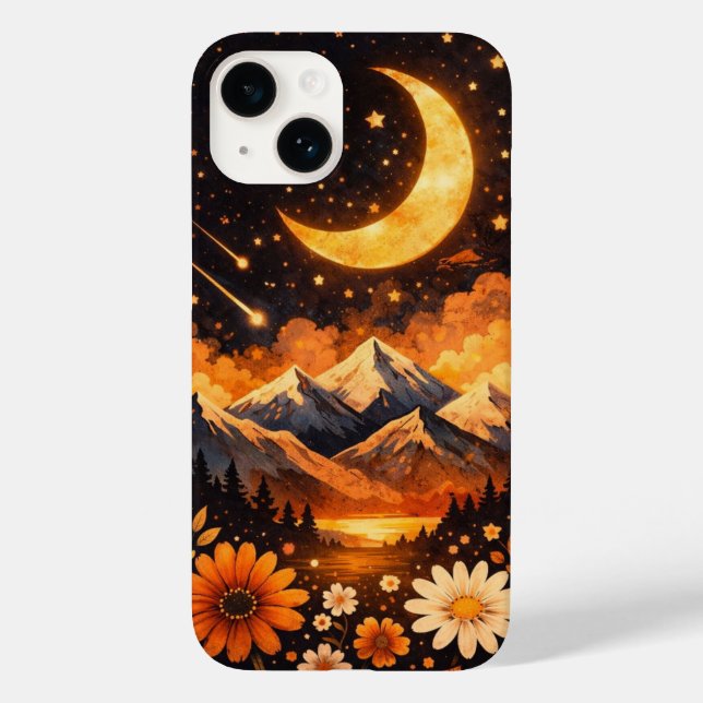 Floral Moon Pattern Phone Case – Cute and Aestheti (Verso)