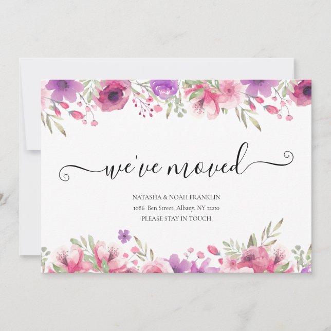 Floral Mudamos de Endereço Script Novo Endereço (Frente)