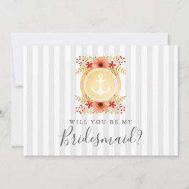 Floral Náutico Você Será Minha Placa De Bridesmaid