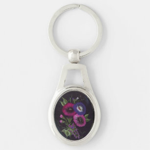 Floral no chaveiro preto