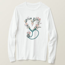 Floral Nurse Stethoscope T-Shirt – Soft Pastel 