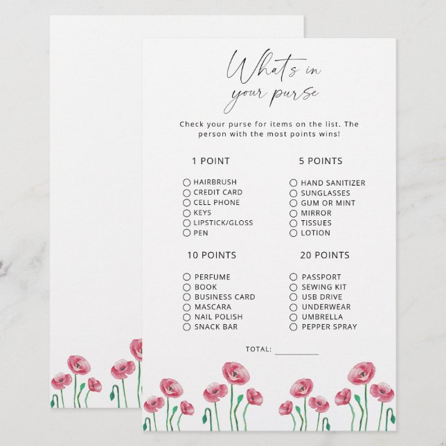 Floral, o que há no seu jogo de bolsa (Frente/Verso)