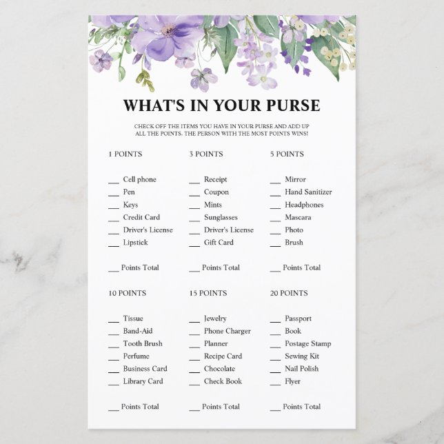 Floral O Que Você Tem na Bolsa Roxo Chá de Noiva (Frente)