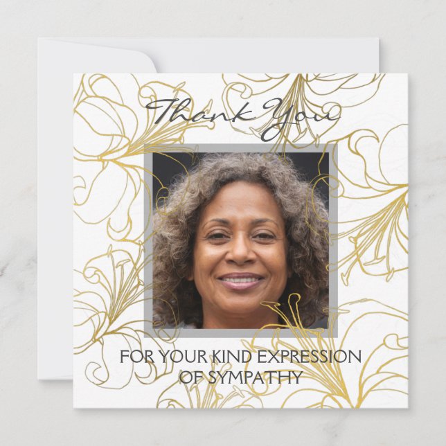 Floral Obrigado Foto Elegante Dourada Da Lily (Frente)