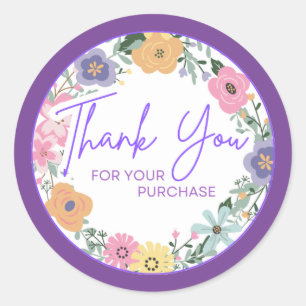 Floral Obrigado pelo seu adesivo de compras