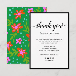 Floral Obrigado pelo seu Cartão de Nota de Compra