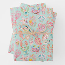 Floral Oceânico Préppy Vida Marinha