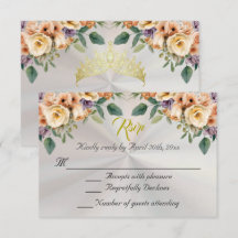 Floral on White Pearl Quinceanera RSVP