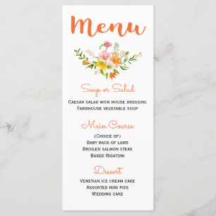 Floral Orange Menu Lily Flowers - Amarelo Cor-de-R