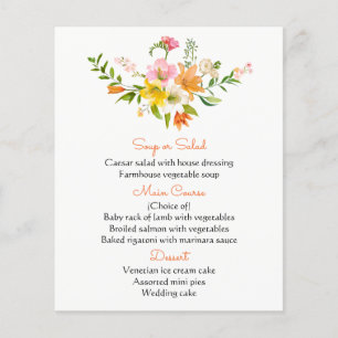 Floral Orange Menu Lily Flowers - Amarelo rosa