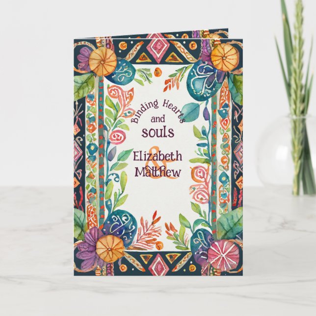 FLORAL PAGAN FOLKART DO CARTÃO DE MÃO PERSONALIZAD (Frente)