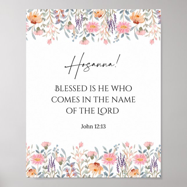 Floral Palm Sunday Scripting Impressão | Hosanna B (Frente)