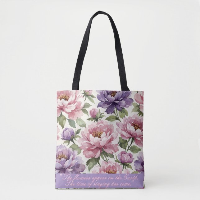 Floral Peony Personalized Tote Bag (Frente)