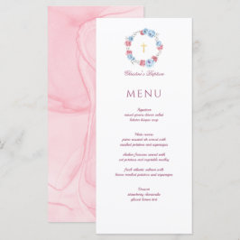 Floral Peony Wreath Baptism Menu Christening
