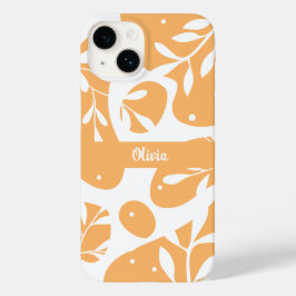 Floral Personalizado Abstrato Simplista Laranja