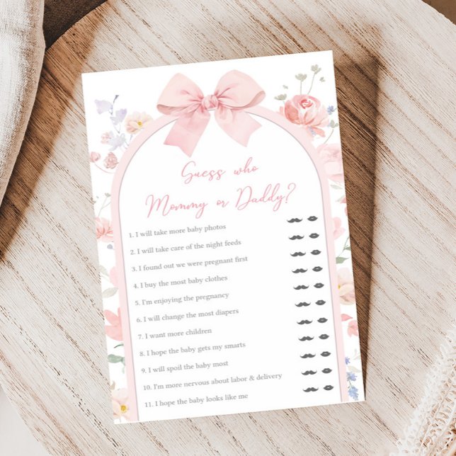 Floral Pink Bow Baby in Bloom Shower Guess Game (Criador carregado)