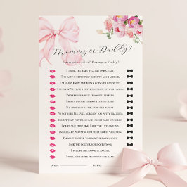Floral Pink Bow Baby Shower Guess Who Game