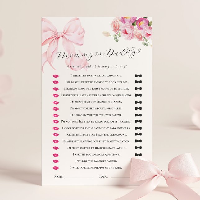 Floral Pink Bow Baby Shower Guess Who Game (Criador carregado)
