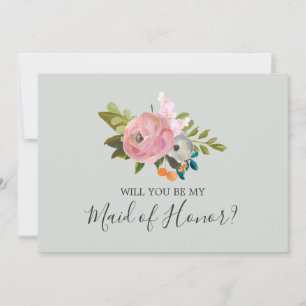 Floral Pintado Você Será Meu Cartão De Madrinha