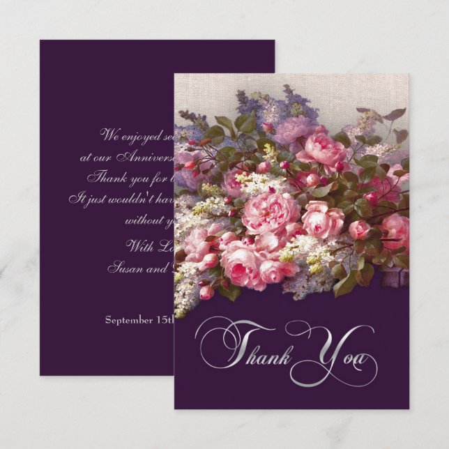 Floral - Pintura Agradeço Ao Cartão De Aniversário (Frente/Verso)