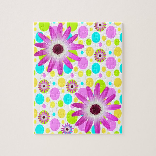 Floral Polkadot Jigsee Quebra-cabeça Daisy (Vertical)