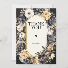 Floral Preto de Cartões de agradecimentos de Foto 