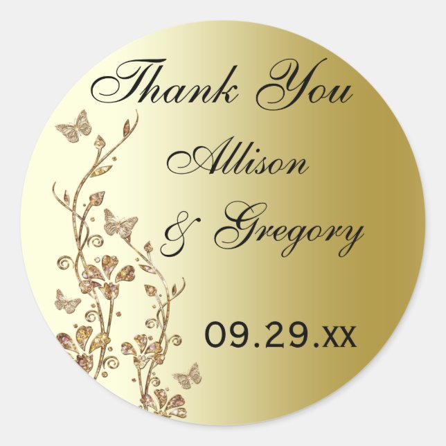 Floral preto, Dourado com adesivo de borboletas (Frente)