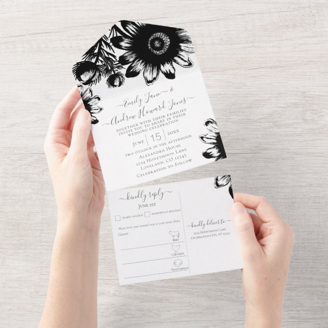Floral preto-e-branco Elegante (Tearaway)