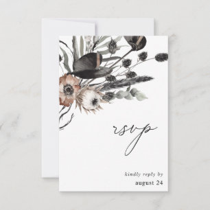 Floral Preto e Natural com RSVP de Refeições