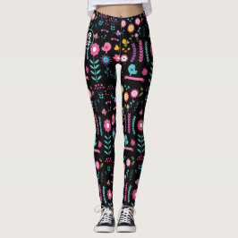 Floral - Preto - Emo - Leggings