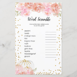 Floral Pumpkin Watercolor Word Scramble Game