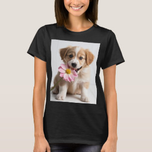 "Floral Pup Love T-Shirt - Cachorro e Flores Bonit