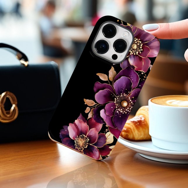 Floral Puro Preto (Black Purple Gold Floral Case-Mate iPhone Case)
