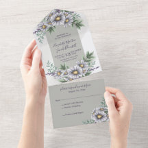 Floral Púrpura De Aquarela, Tudo Em Um Convite