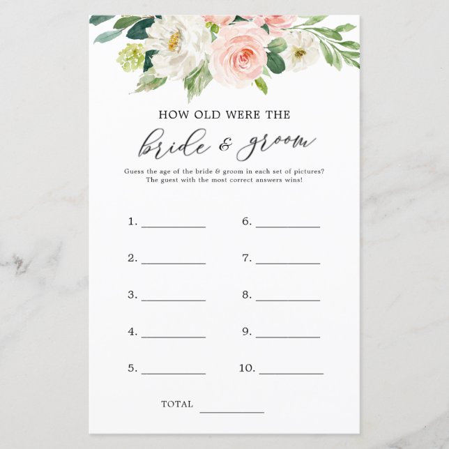 Floral Quantos Anos Tinham A Noiva E O Jogo De Cas (Frente)