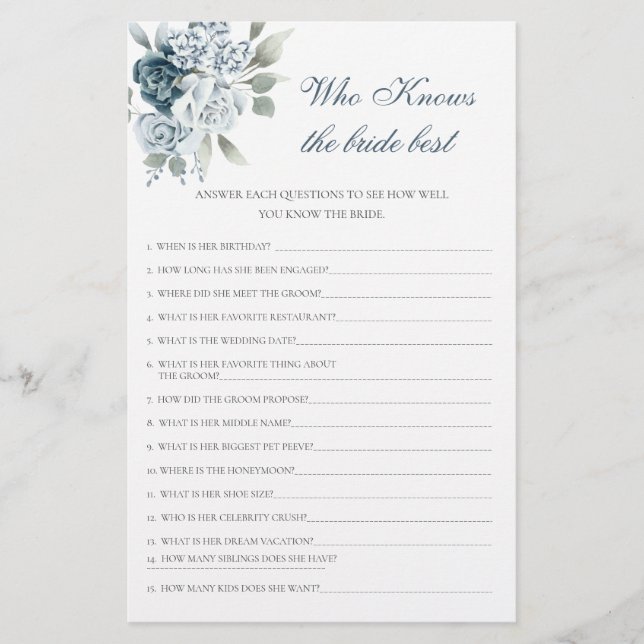 Floral que conhece o melhor jogo da noiva (Frente)