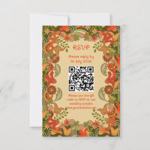 Floral retrô - cartão de RSVP