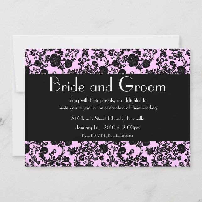 Floral Rococo Wedding, 5"x7" convite (Frente)
