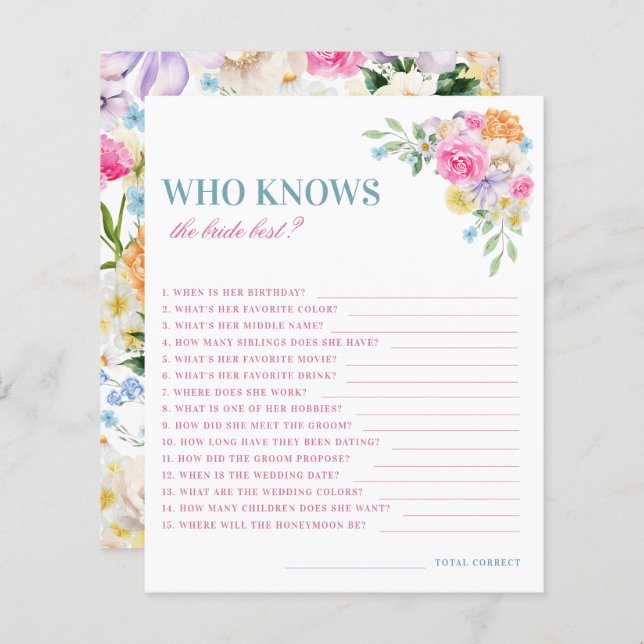 Floral rosa e azul que conhece o melhor jogo da no (Frente/Verso)