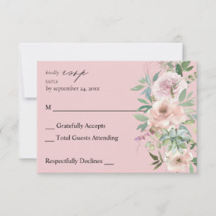 Floral Rosa Esbranquiçado e Suculta sem RSVP Rosa