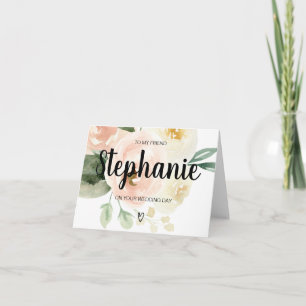 Floral rosa para o meu cartão de casamento para no