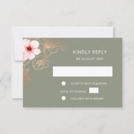 Floral Rose Gold Wedding RSVP