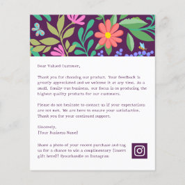 Floral Roxo Bonito Obrigado Pelo Seu Folheto De En