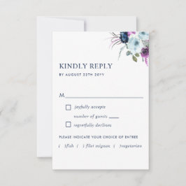 Floral roxo e azul sem opções de refeição RSVP