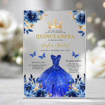 Floral Royal Butterfly Princesa Quinceanera